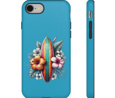 Surfboard Phone Case with Floral Design