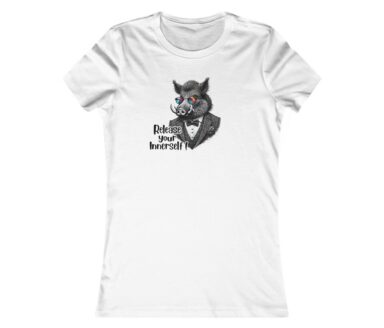 Wit T-shirt met wolvenillustratie