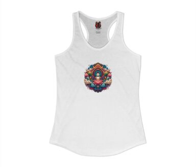 White Tank Top with Colorful Buddha Design