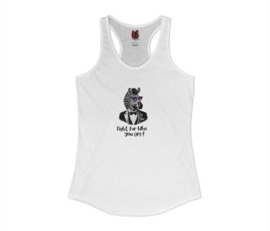 Camiseta sin mangas blanca con diseño de cebra