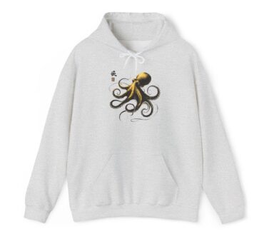 Gray Hoodie with Octopus Design