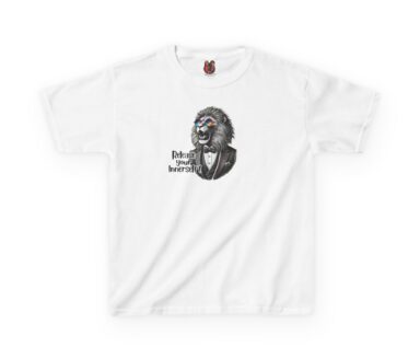 White T-shirt with Lion Illustration