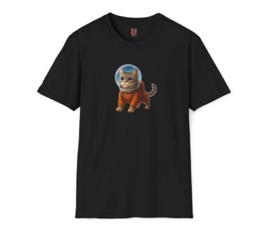 Camiseta temática de gato en el espacio