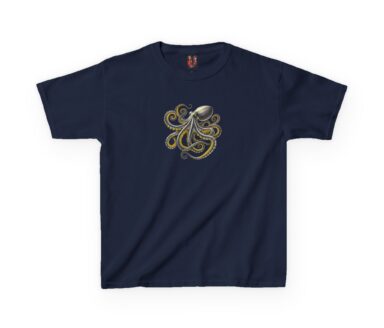 T-shirt bleu marine avec un motif de pieuvre