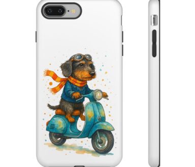 Teckel roulant en scooter