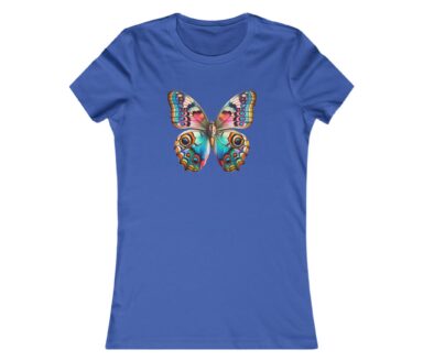 Blue T-Shirt with Butterfly Design