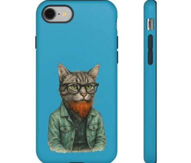 Telefoonhoesje Kat met Bril en Baard Design
