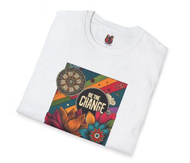 White T-shirt with Colorful Floral Design