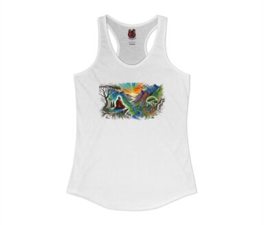 White Tank Top with Colorful Nature Design
