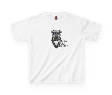 White T-shirt with Pug Design