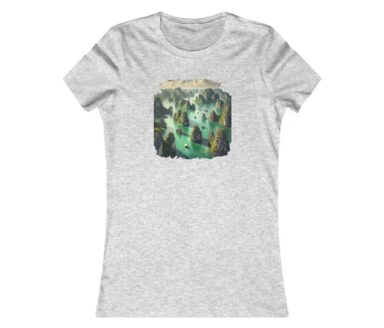 T-shirt gris avec un design de paysage