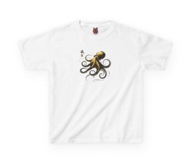 T-shirt blanc avec un motif de poulpe