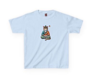 Light Blue T-Shirt with Cat Design
