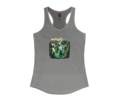 Gray Tank Top with Abstract Landscape Design