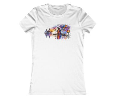T-shirt blanc avec un design graphique coloré
