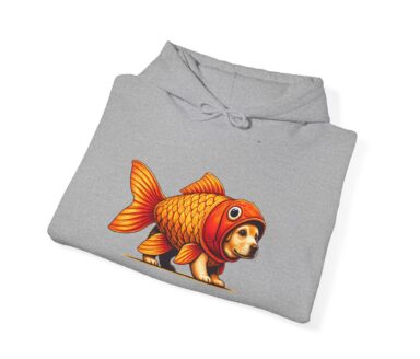 Gray Hoodie with Goldfish Dog Design