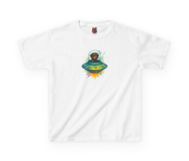 White T-Shirt with Alien Dog Design