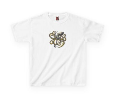 T-shirt blanc avec un motif de poulpe