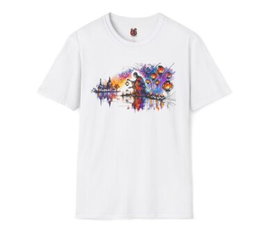 T-shirt blanc avec design graphique coloré