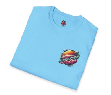 Blue T-shirt with Planet and Clouds Design