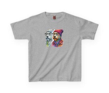 Gray T-Shirt with Illustrated Characters