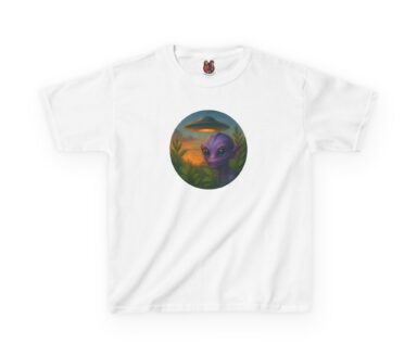 White T-shirt with Alien Graphic