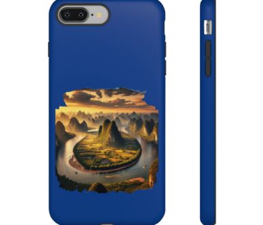 Blue Phone Case with Landscape Design