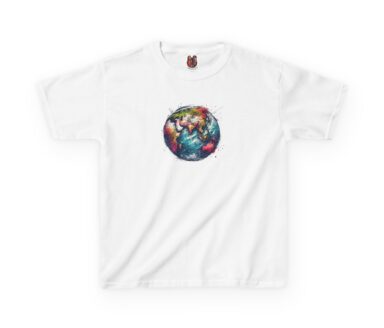 Camiseta blanca con gráfico de la Tierra