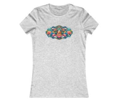 Gray T-Shirt with Floral Buddha Design
