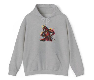 Gray Hoodie with Samurai Artwork