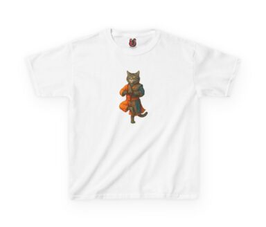 Illustration de chat sur T-Shirt blanc