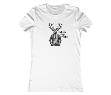 T-shirt blanc avec illustration de cerf