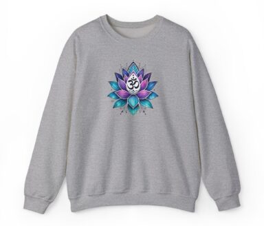 Sweat-shirt gris avec motif Lotus et Om