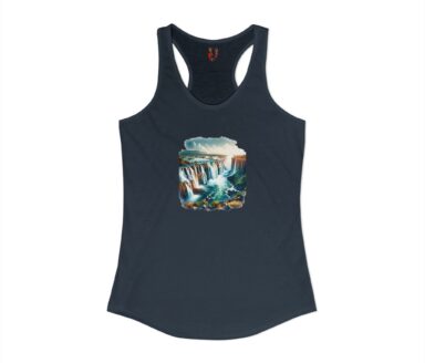 Navy Blue Tank Top with Waterfall Design
