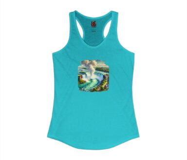 Turquoise Tank Top with Waterfall Design