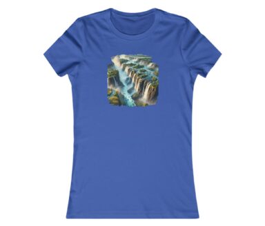 Blue T-Shirt with Waterfall Graphic