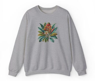 Gray Sweatshirt with Botanical Design