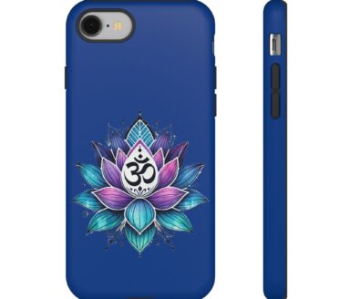Étui bleu pour téléphone portable avec motif Lotus