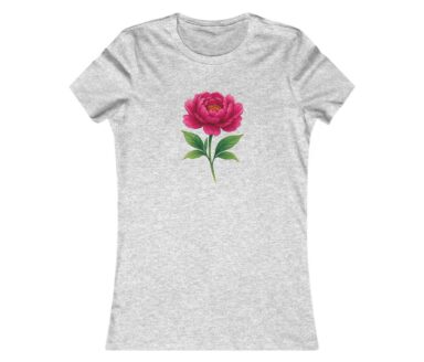 Gray T-shirt with Pink Flower Design