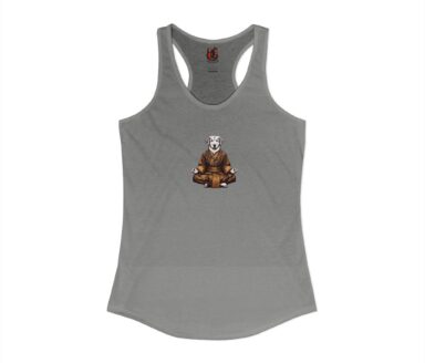 Gray Tank Top with Dog in Meditation Pose