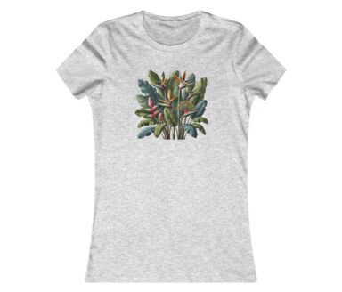 Gray T-Shirt with Botanical Print
