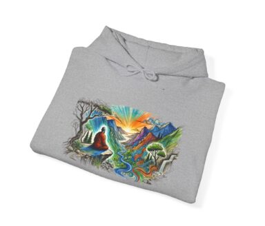 Gray Hoodie with Colorful Nature Design