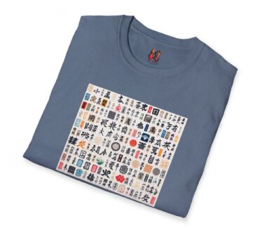 Camiseta gráfica con símbolos multicolores
