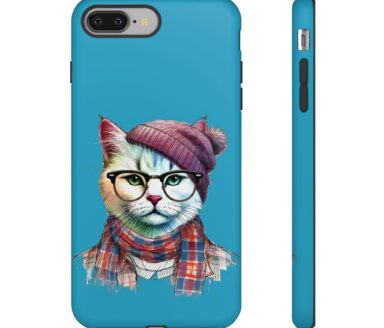 Telefoonhoesje met Kat met Bril en Hoed