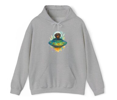 Dog in a UFO Graphic Hoodie