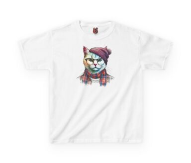 Cat Graphic T-Shirt with Accessories