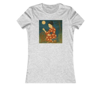 T-shirt gris avec art traditionnel japonais