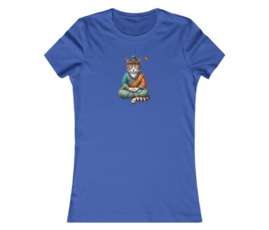 Illustration de chat sur t-shirt bleu