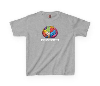 Gray T-shirt with Colorful Brain Design