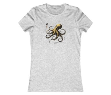 T-shirt gris avec motif pieuvre